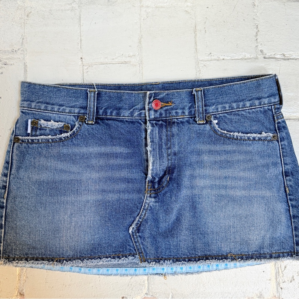 Vintage Hollister Skirt Micro Mini denim y2k frayed edgy raw